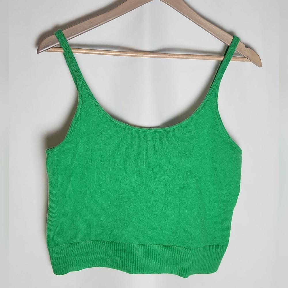 Old Navy Womens Green Cami Tank Top Cotton Knit Stretch Scoop Neck Sleeveless M